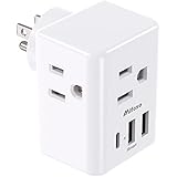 Outlet Extender Multi Plug Outlet - USB Wall Charger with 3 USB Ports (1 USB C), No Surge Protector Cruise Essentials for Ship and Travel, ETL Listed