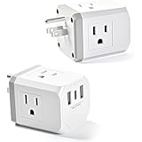 Multi Plug Outlet Extender 2 Pack, Small Electrical Outlet Splitter with 3 USB Ports (1 USB-C), Multi Outlet Plug in for Cruise Ship, Travel, Home, Office, Dorm Essential