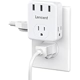 LENCENT Multi Plug Outlet Extender, 3 Outlets Splitter with 3 USB, USB Brick, Wall Charger, 3-Side Widely Spaced Wall Tap, Multiple Charger Box Expander for Home, Office, Cruise Ship Approved- White
