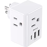 Outlet Extender Multi Plug Outlet - USB Wall Charger with 3 USB Ports (1 USB C), No Surge Protector Cruise Essentials for Ship and Travel, ETL Listed
